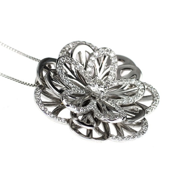 Pt900/ Pt850 ダイヤモンド ペンダントネックレス 0.65ct フラワー