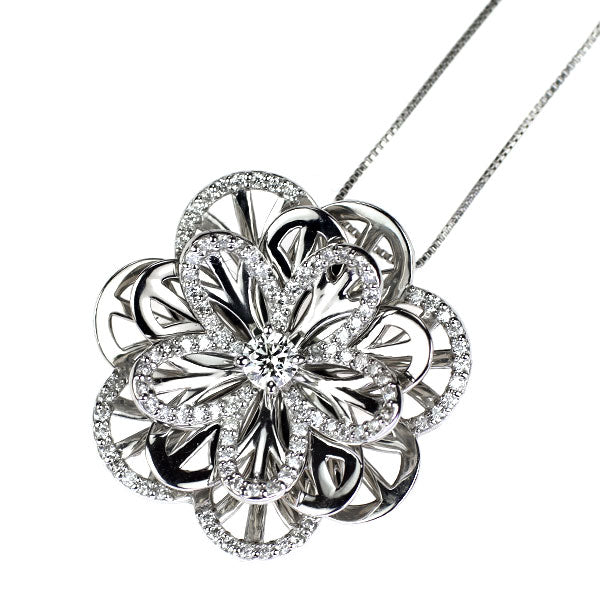 Pt900/ Pt850 ダイヤモンド ペンダントネックレス 0.65ct フラワー
