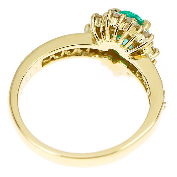K18YG エメラルド ダイヤモンド リング 0.72ct D0.63ct