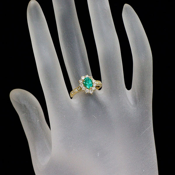 K18YG エメラルド ダイヤモンド リング 0.72ct D0.63ct — セルビー