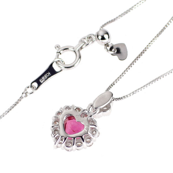 K18WG ハートシェイプ ルビー ダイヤモンド ペンダントネックレス 0.77ct D0.27ct