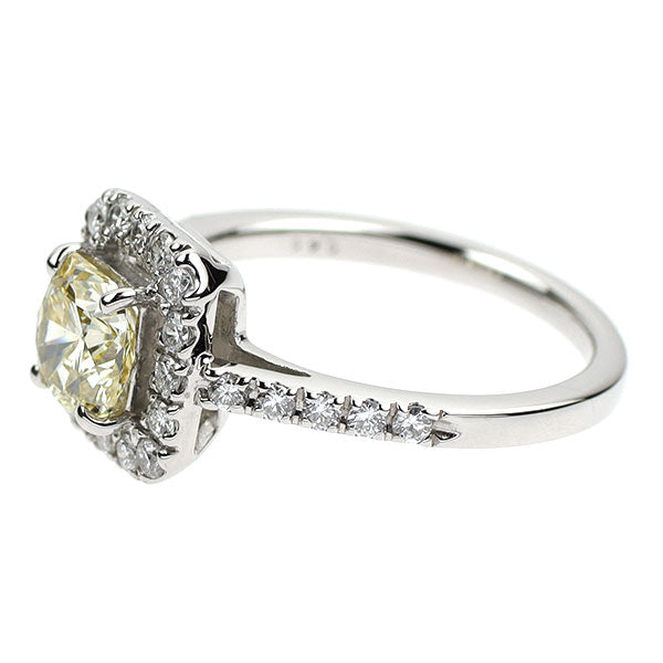 Pt900 フランダースカット ダイヤモンド リング 1.005ct LY VS1 D0.40ct