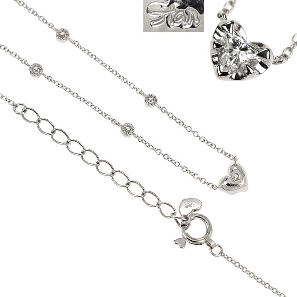 スタージュエリー Pt950 ハートシェイプ ダイヤモンド ペンダントネックレス 0.14ct