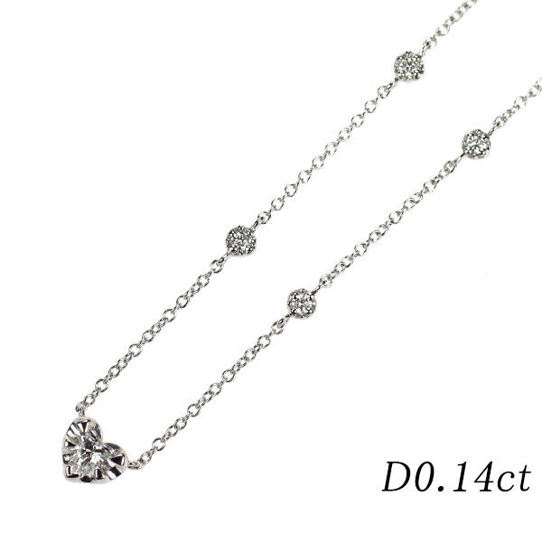 スタージュエリー Pt950 ハートシェイプ ダイヤモンド ペンダントネックレス 0.14ct
