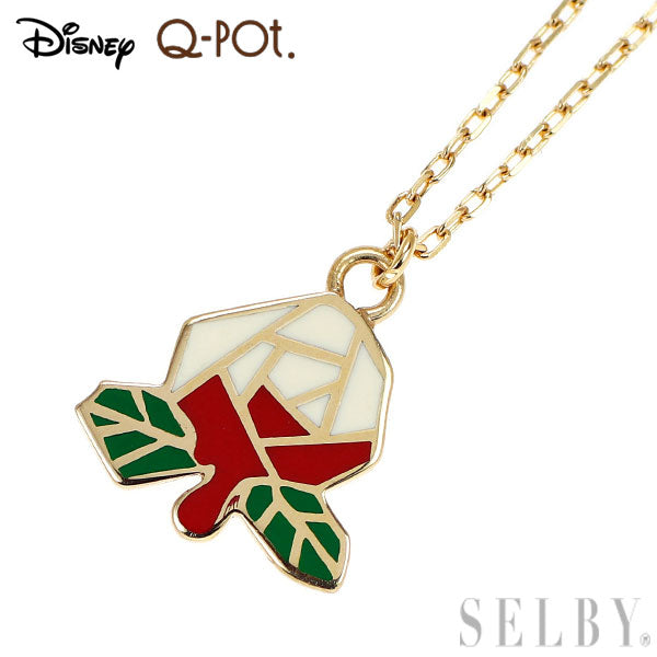 ディズニー/Q-pot エナメル/ K10YG ペンダントネックレス 薔薇