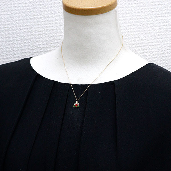 ディズニー/Q-pot エナメル/ K10YG ペンダントネックレス 薔薇