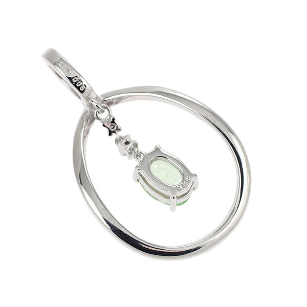 K18WG ミントガーネット ダイヤモンド ペンダントトップ 0.86ct D0.05ct