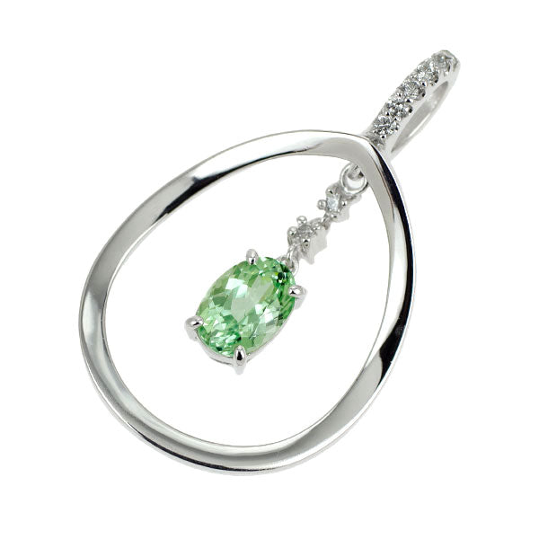 K18WG ミントガーネット ダイヤモンド ペンダントトップ 0.86ct D0.05ct