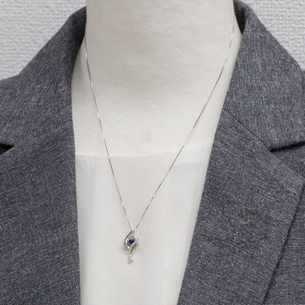 Pt900/ Pt850 サファイア ダイヤモンド ペンダントネックレス 0.10ct D0.13ct