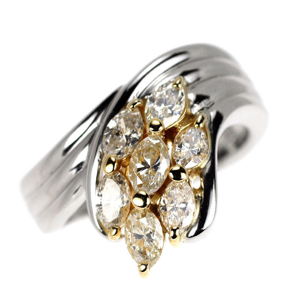 Pt900/ K18YG マーキス ダイヤモンド リング 1.03ct