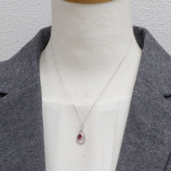 K18WG ルビー ダイヤモンド ペンダントネックレス 0.37ct D0.40ct