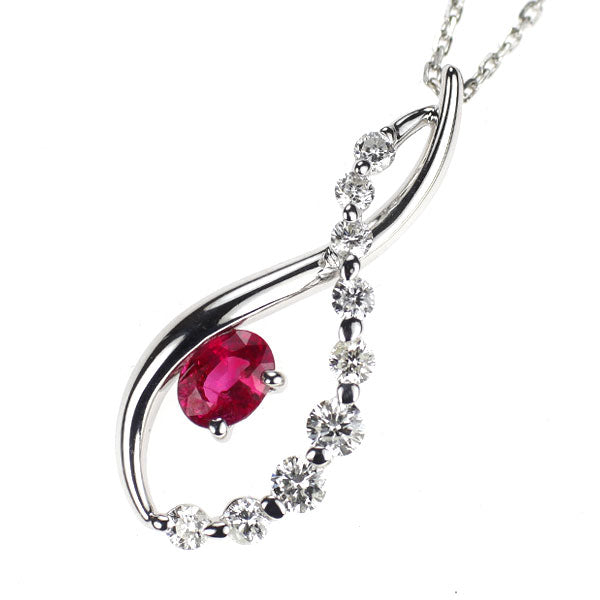 K18WG ルビー ダイヤモンド ペンダントネックレス 0.37ct D0.40ct