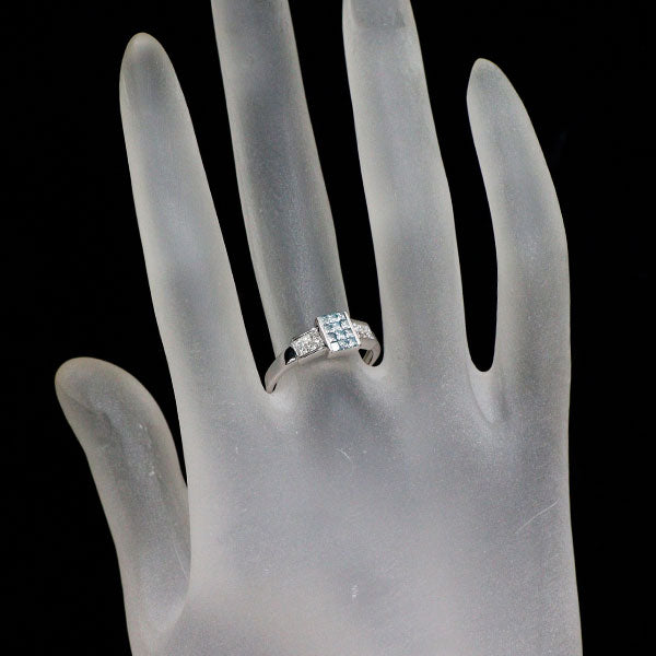 K18WG トリートアイスブルー/カラーレス ダイヤモンド リング 0.50ct ミステリーセッティング