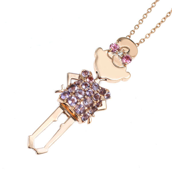 ポンテヴェキオ K9PG アメジスト ピンクトルマリン ダイヤモンド ペンダントネックレス 0.39ct PT0.06ct D0.005ct EME/エメ