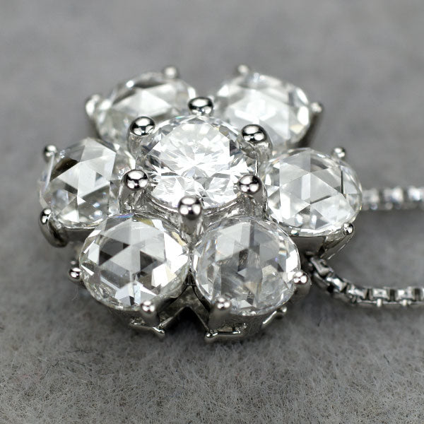 Pt900/ Pt850 ダイヤモンド ローズカットダイヤモンド ペンダントネックレス 0.401ct D1.40ct