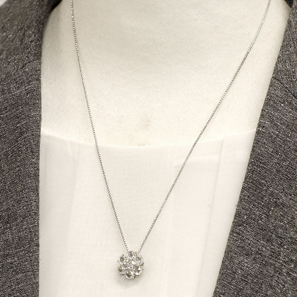 Pt900/ Pt850 ダイヤモンド ローズカットダイヤモンド ペンダントネックレス 0.401ct D1.40ct