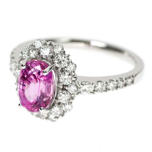 Pt900 ピンクサファイア ダイヤモンド リング Pt950 非加熱ピンクサファイア ダイヤモンド リング 2.226ct D0.64ct