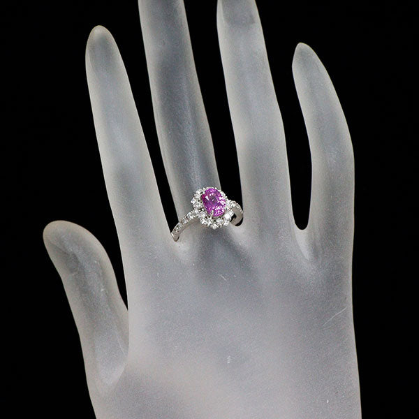 Pt950 非加熱ピンクサファイア ダイヤモンド リング 2.226ct D0.64ct