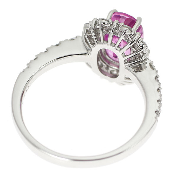 Pt950 非加熱ピンクサファイア ダイヤモンド リング 2.226ct D0.64ct