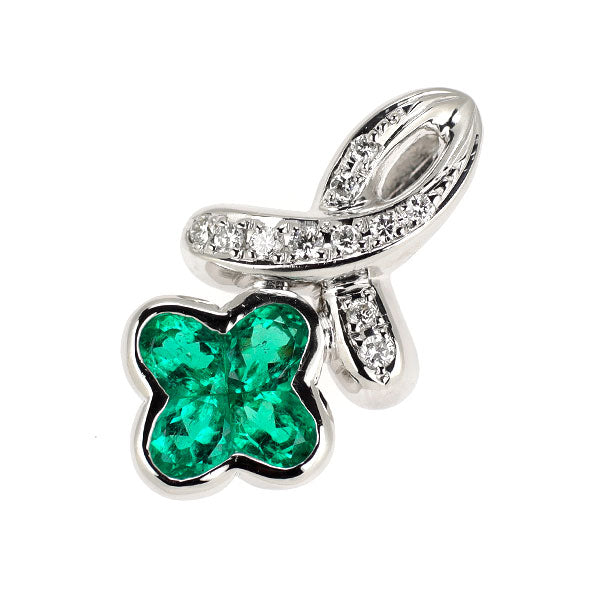 Pt900 エメラルド ダイヤモンド ペンダントトップ 0.60ct D0.07ct