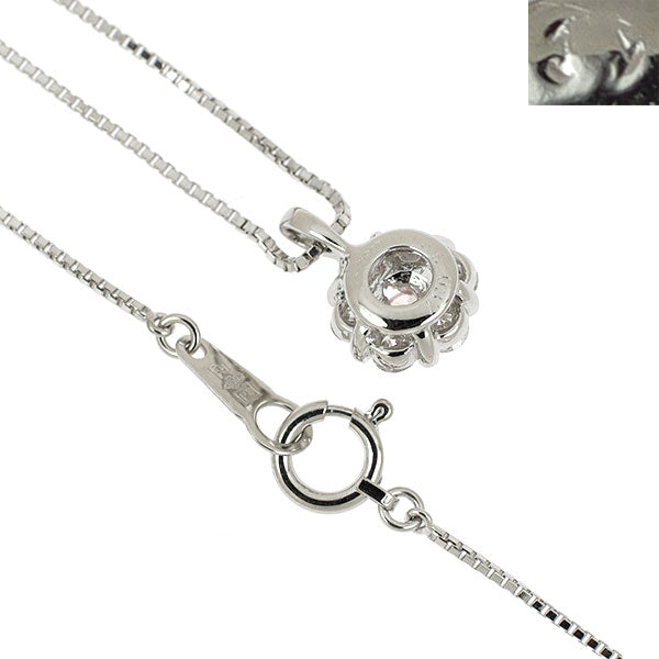 モニッケンダム Pt900/ Pt850 天然ピンクダイヤモンド ペンダントネックレス 0.134ct FLP VS2 D0.37ct チェーン社外品 フラワー