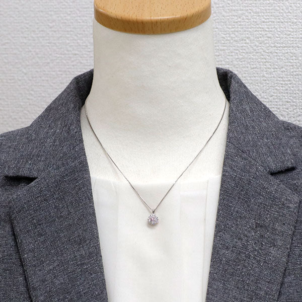 モニッケンダム Pt900/ Pt850 天然ピンクダイヤモンド ペンダントネックレス 0.134ct FLP VS2 D0.37ct チェーン社外品 フラワー