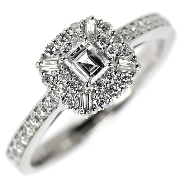 Pt900 スクエアカット ダイヤモンド リング 0.22ct D0.36ct