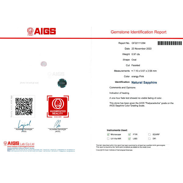 Pt950/ Pt850 パパラチアサファイア ダイヤモンド ペンダントネックレス 0.97ct D0.63ct