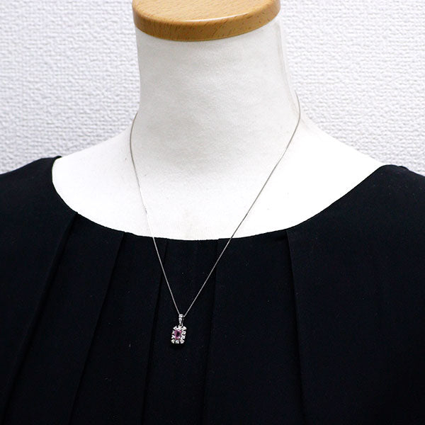 Pt950/ Pt850 パパラチアサファイア ダイヤモンド ペンダントネックレス 0.831ct D0.44ct