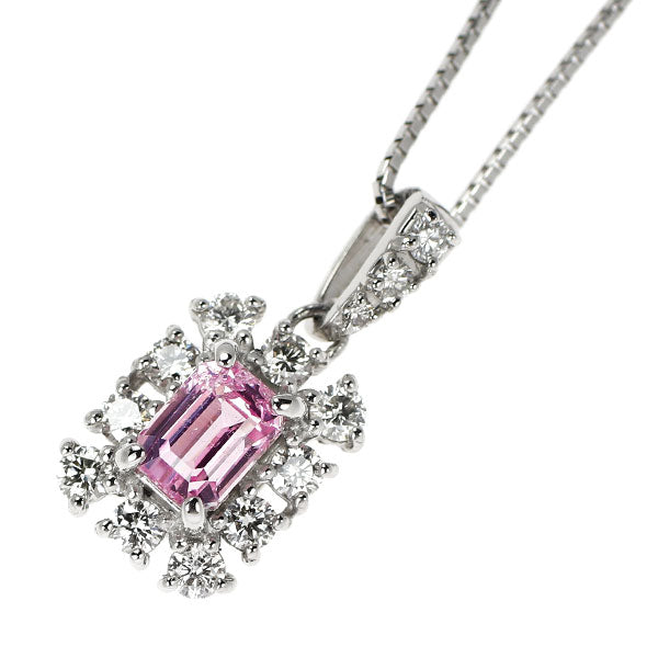 Pt950/ Pt850 パパラチアサファイア ダイヤモンド ペンダントネックレス 0.831ct D0.44ct