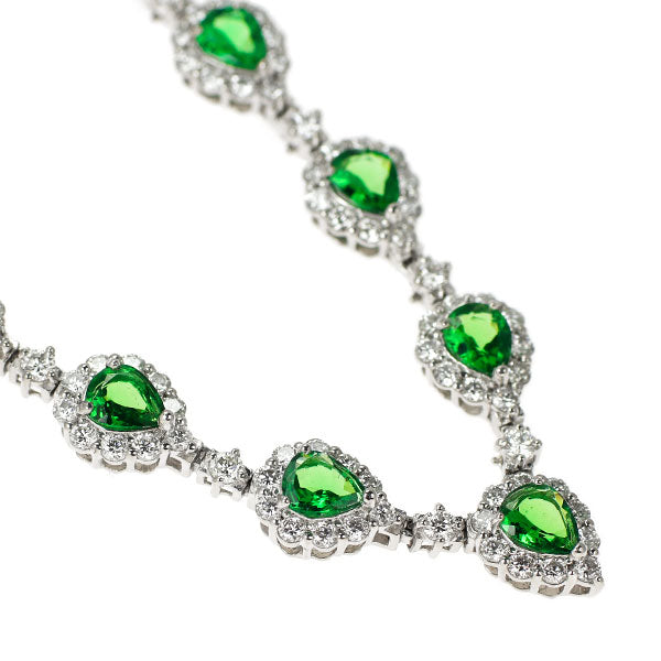 Pt900/ Pt850 グリーンガーネット ダイヤモンド ネックレス 9.87ct D6.89ct
