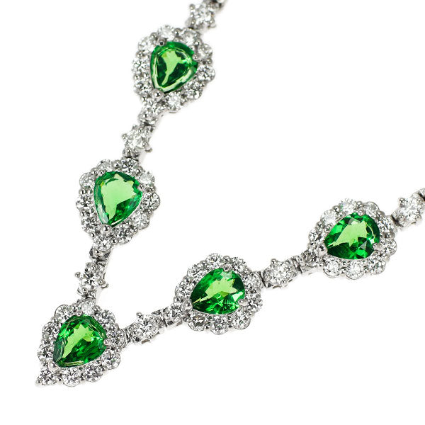 Pt900/ Pt850 グリーンガーネット ダイヤモンド ネックレス 9.87ct D6.89ct