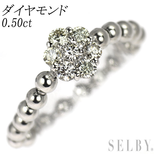 Pt950 ダイヤモンド リング 0.50ct 伸縮式 フラワー