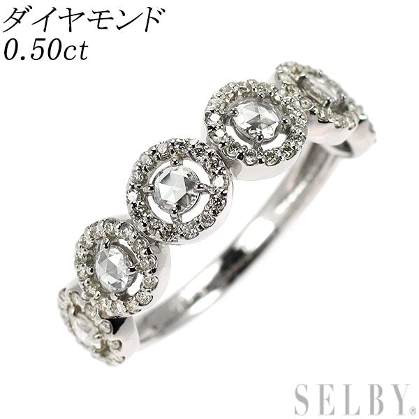 Pt950 ローズカット/ラウンドブリリアントカット ダイヤモンド リング 0.50ct