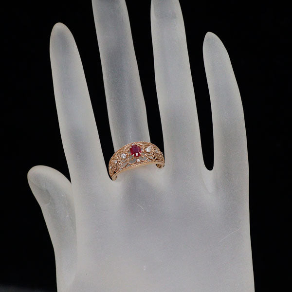 K18PG ルビー ダイヤモンド リング 0.32ct D0.10ct