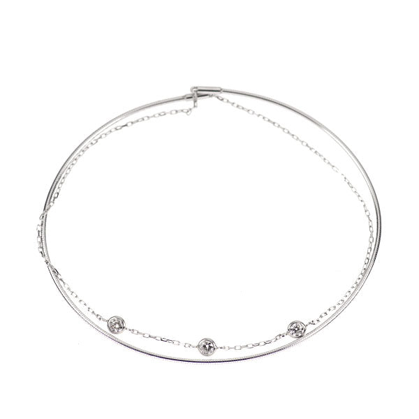 Pt900 ダイヤモンド ブレスレット 0.20ct 形状記憶 2連