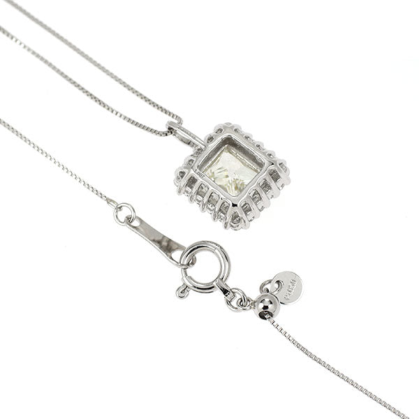 Pt900/ Pt850 プリンセスカット ダイヤモンド ペンダントネックレス 1.007ct K VS2 0.18ct