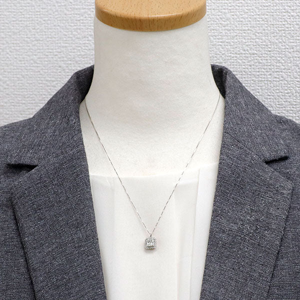 Pt900/ Pt850 プリンセスカット ダイヤモンド ペンダントネックレス 1.007ct K VS2 0.18ct