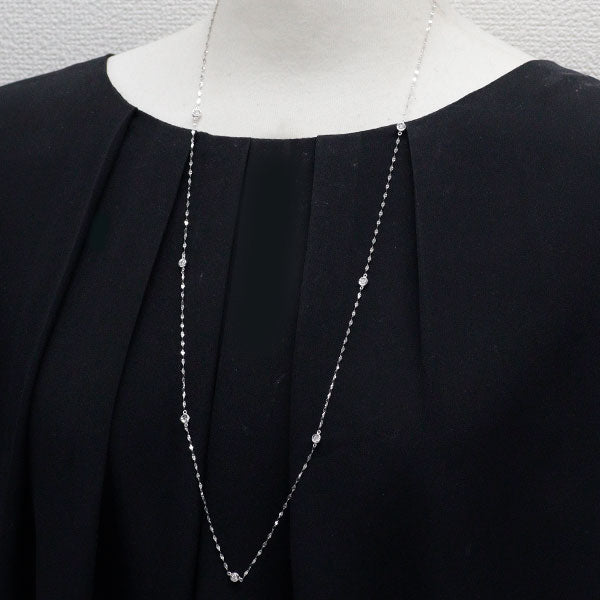 K18WG ダイヤモンド ステーション ネックレス 0.35ct