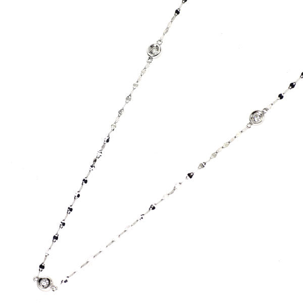 K18WG ダイヤモンド ステーション ネックレス 0.35ct
