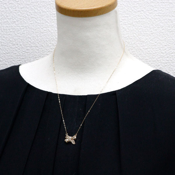 K18YG ダイヤモンド ペンダントネックレス 0.50ct リボン