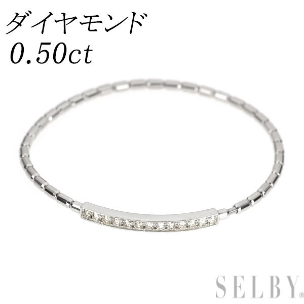 Pt900/ Pt850 ダイヤモンド ブレスレット 0.50ct 伸縮式