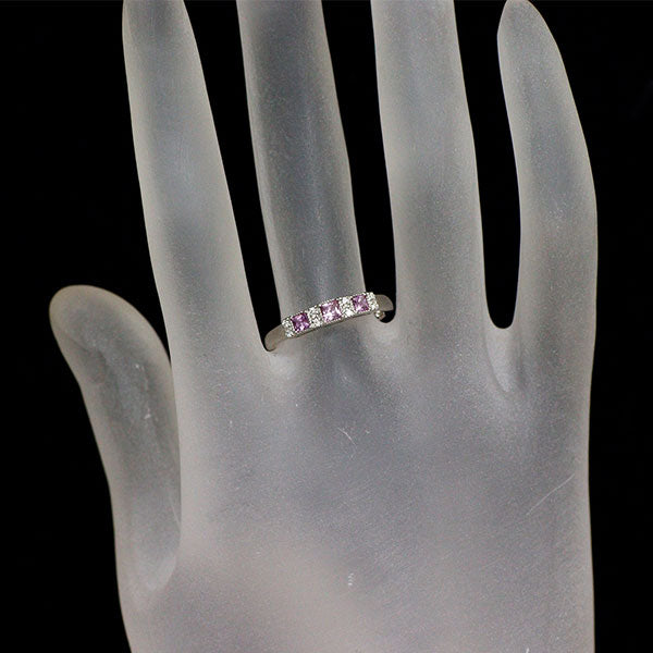 Pt900 ピンク サファイア ダイヤモンド リング 0.29ct D0.04ct