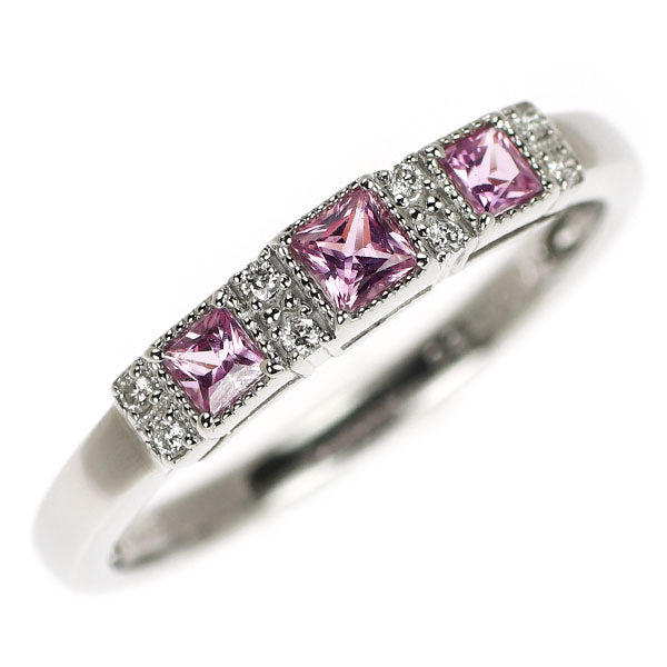 Pt900 ピンク サファイア ダイヤモンド リング 0.29ct D0.04ct