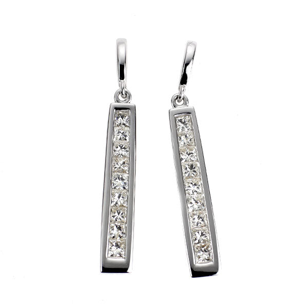 K18WG プリンセスカット ダイヤモンド ピアス 1.20ct