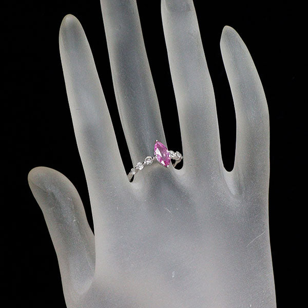 K18WG ピンクサファイア ダイヤモンド リング 1.08ct D0.40ct