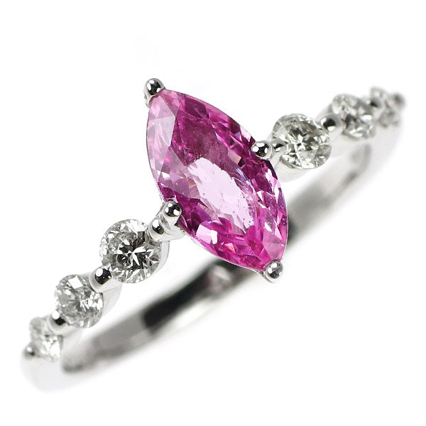 K18WG ピンクサファイア ダイヤモンド リング 1.08ct D0.40ct