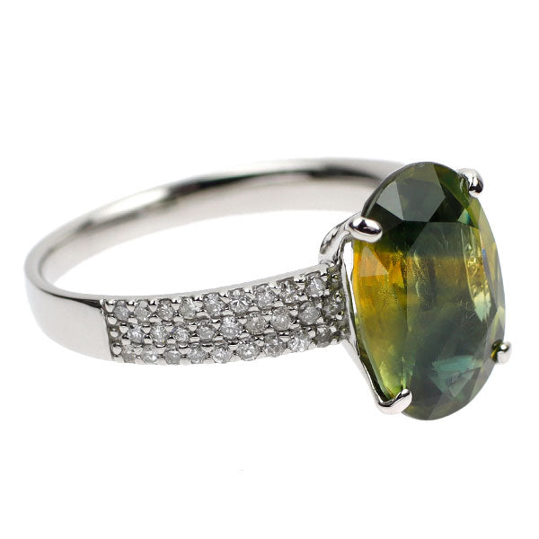 Pt950 バイカラー サファイア ダイヤモンド リング 4.993ct D0.36ct