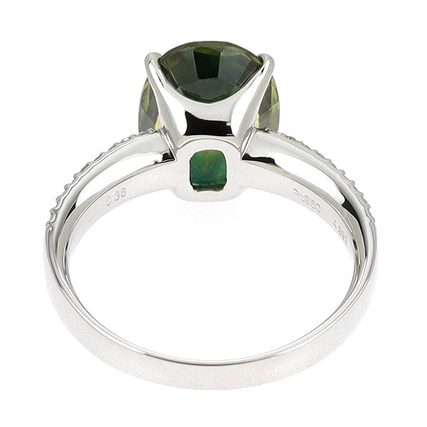 Pt950 バイカラー サファイア ダイヤモンド リング 4.993ct D0.36ct