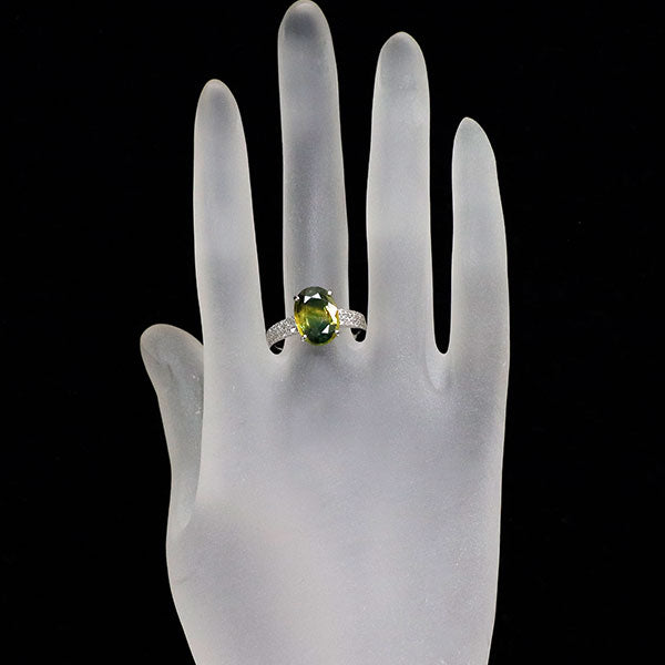 Pt950 バイカラー サファイア ダイヤモンド リング 4.993ct D0.36ct